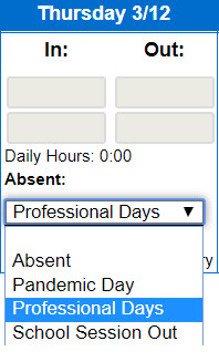 An image showing how to deselect a day set as professional day in order to enter other attendance