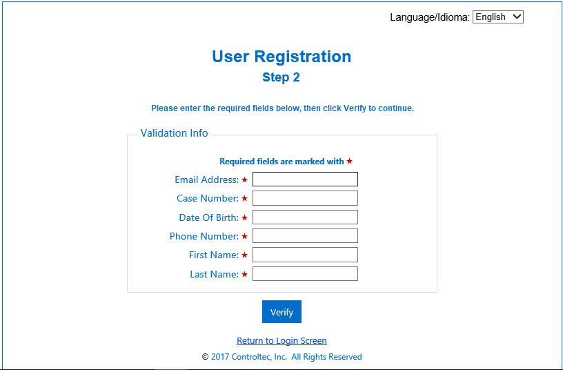 An image showing account verification on the user registration page