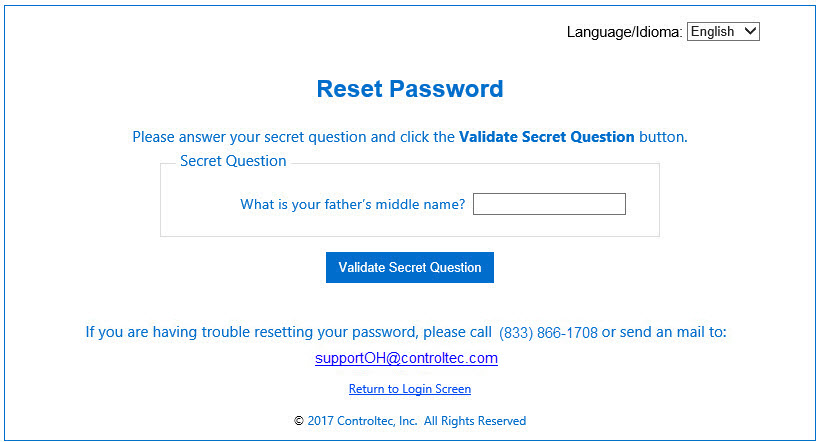 An image showing a security question to verify resetting the password