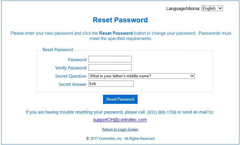An image showing the ability to create and verify a new password