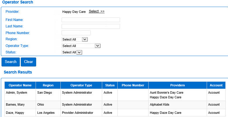 An image showing the results of searching for an operator