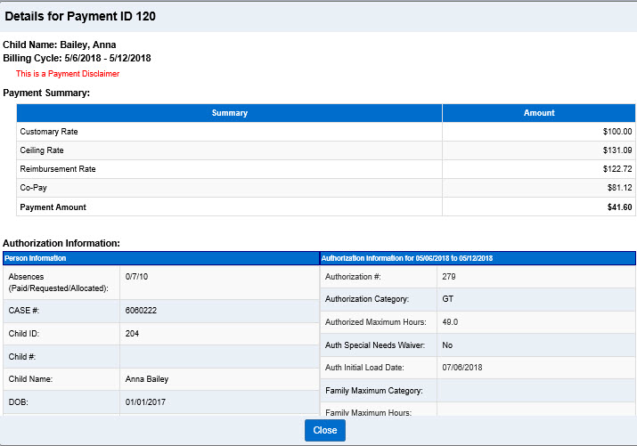 An image showing the details of a payment