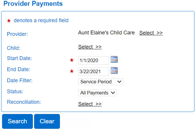 An image showing the provider payments page 