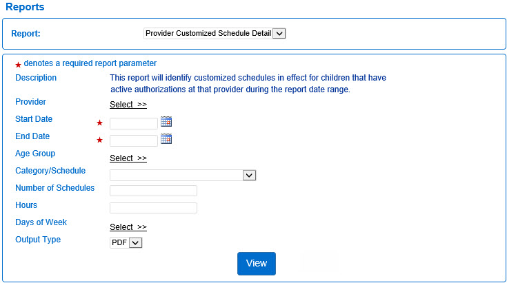 An image showing the non/under utilization report search parameters