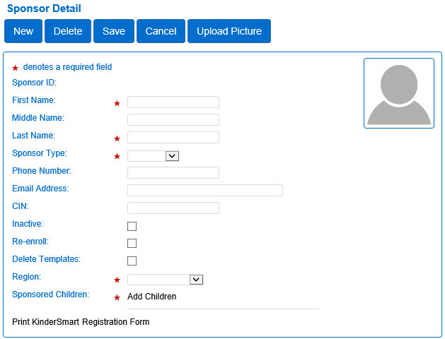 An image showing the detail page for a new sponsor