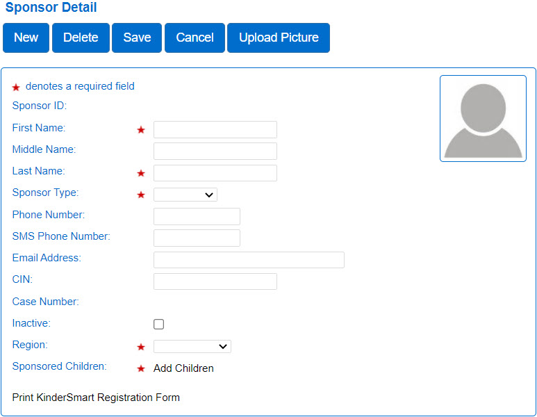 An image showing the detail page for a new sponsor