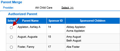 An image showing the parent merge page