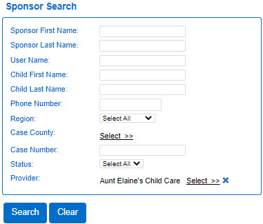 An image showing the sponsor search page