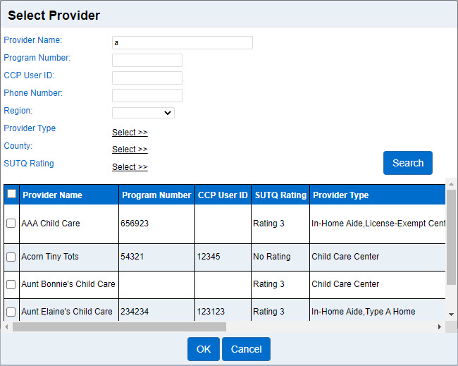 An image showing the Select Provider fields available when creating a message